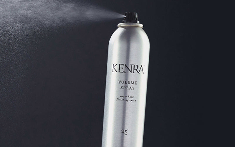 A tall silver can of Kenra Professional hairspray displayed upright against a plain light background. Featured image for blog post: The Best Hairspray For All Day Hold