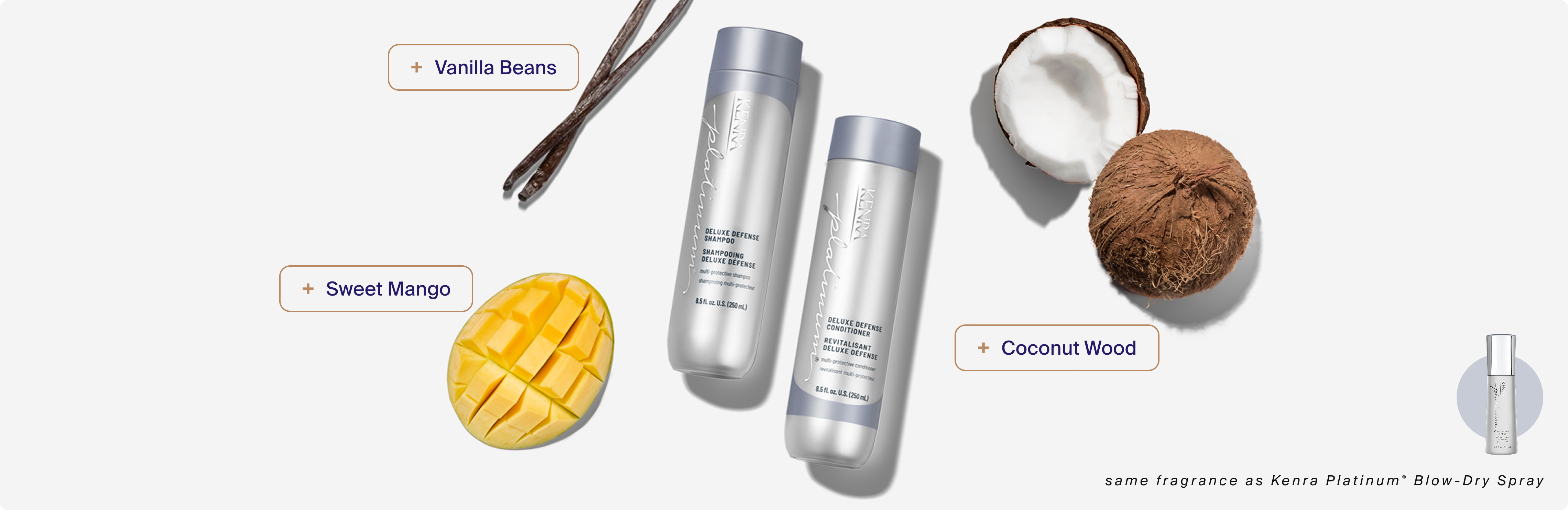 Shampooing et revitalisant Défense de Luxe fragrance notes